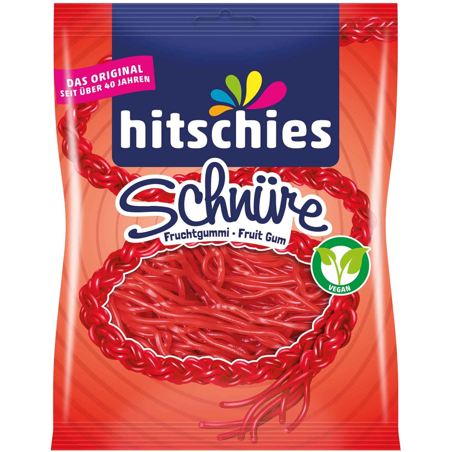 Hitschies Schnüre Erdbeere 125g Fruchtgummi Beutel
