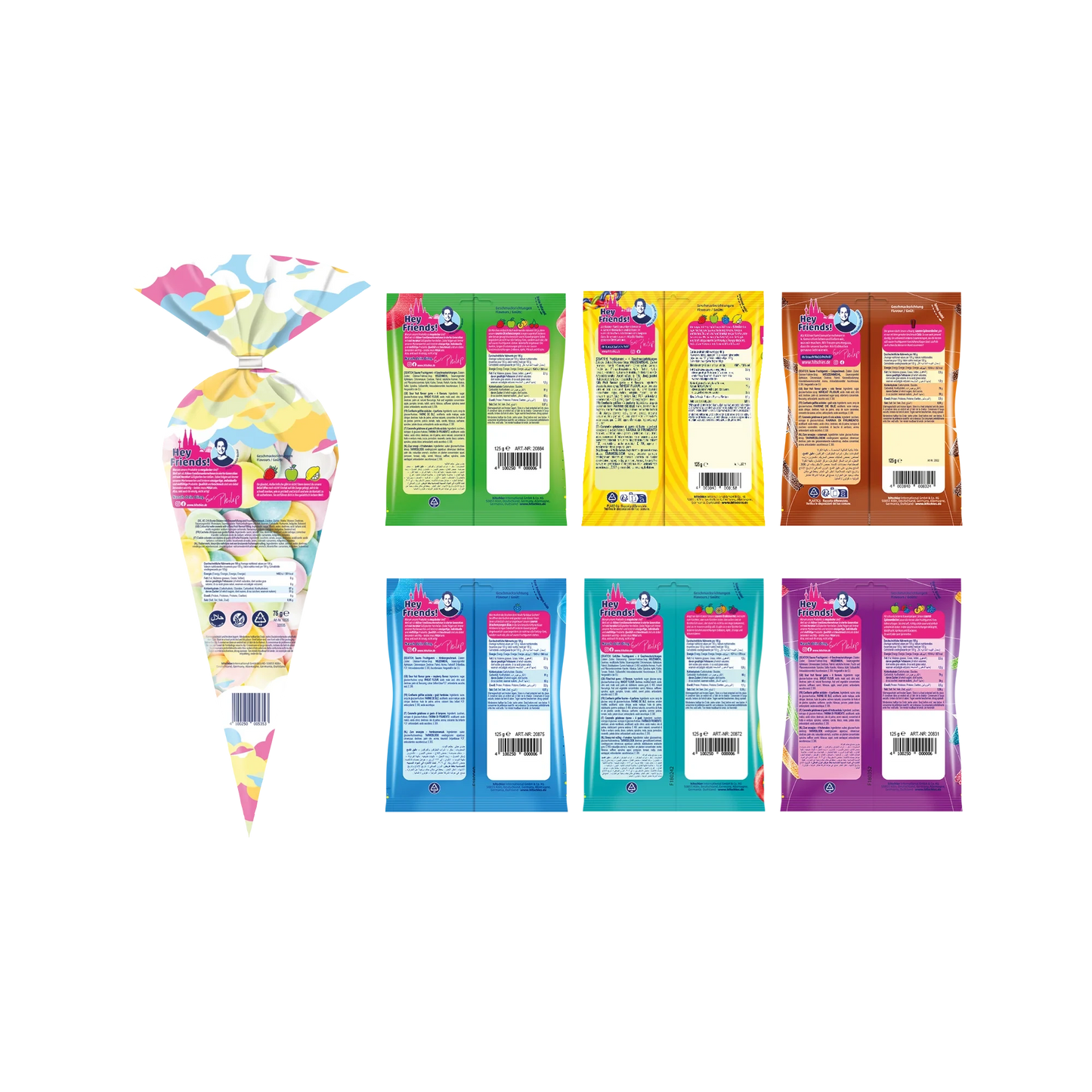 Bunte vegane Süßigkeitenmischung mit Fruchtgummi und Brause in 1650g Packung