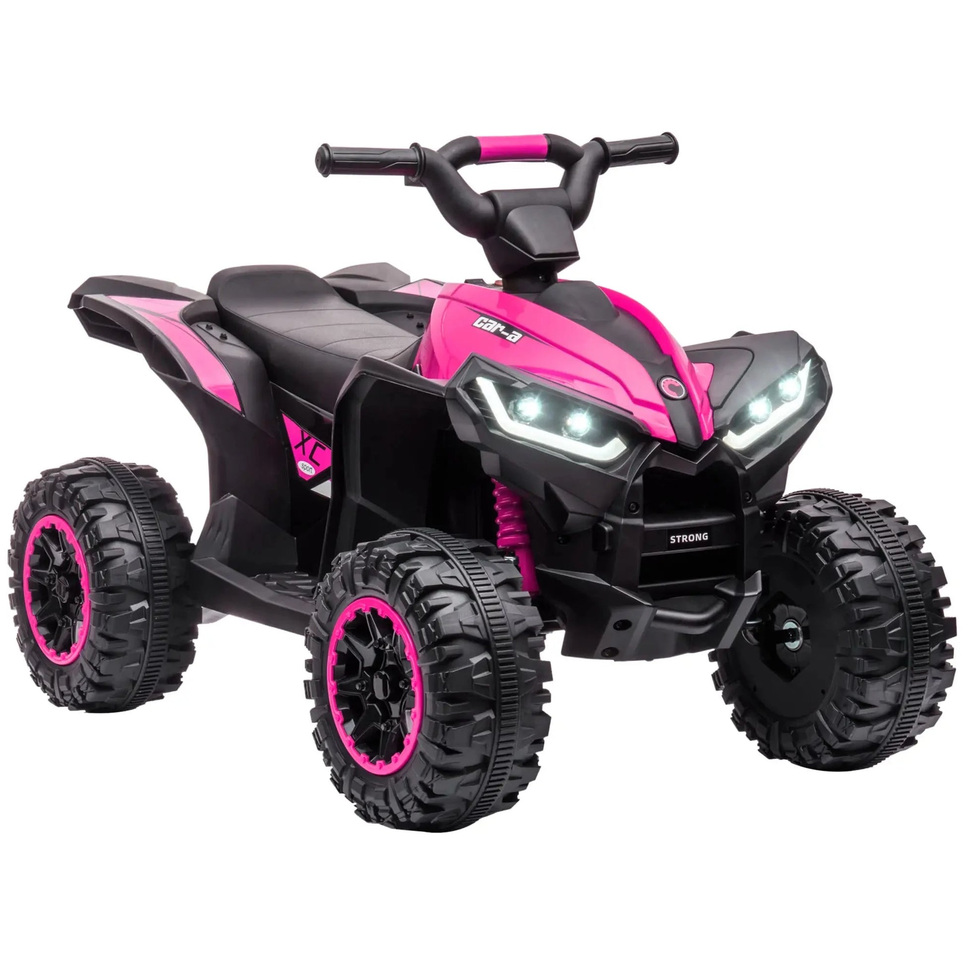 HOMCOM Kinder Quad in Pink und Schwarz mit LED-Licht und MP3-Anschluss für Kinder ab 3 Jahren.