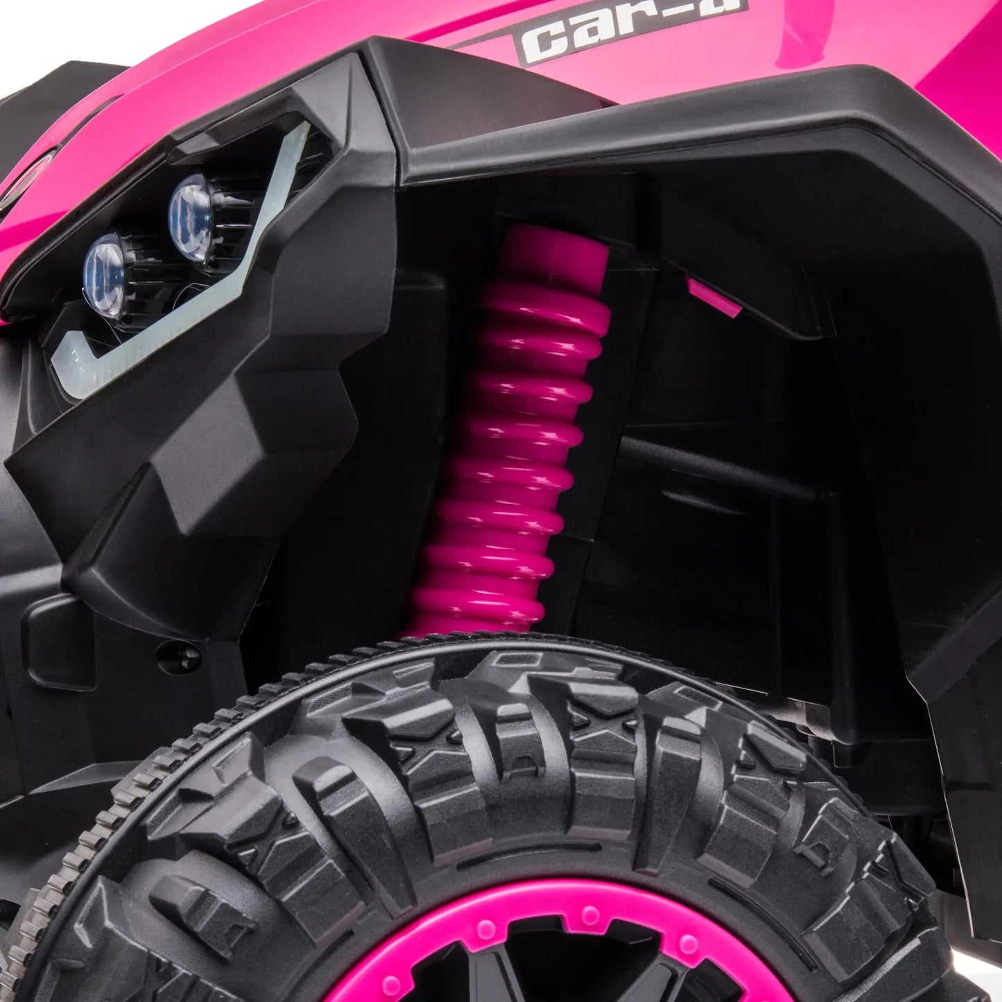 HOMCOM Kinder-Quad in Pink und Schwarz mit LED-Licht und MP3-Anschluss.