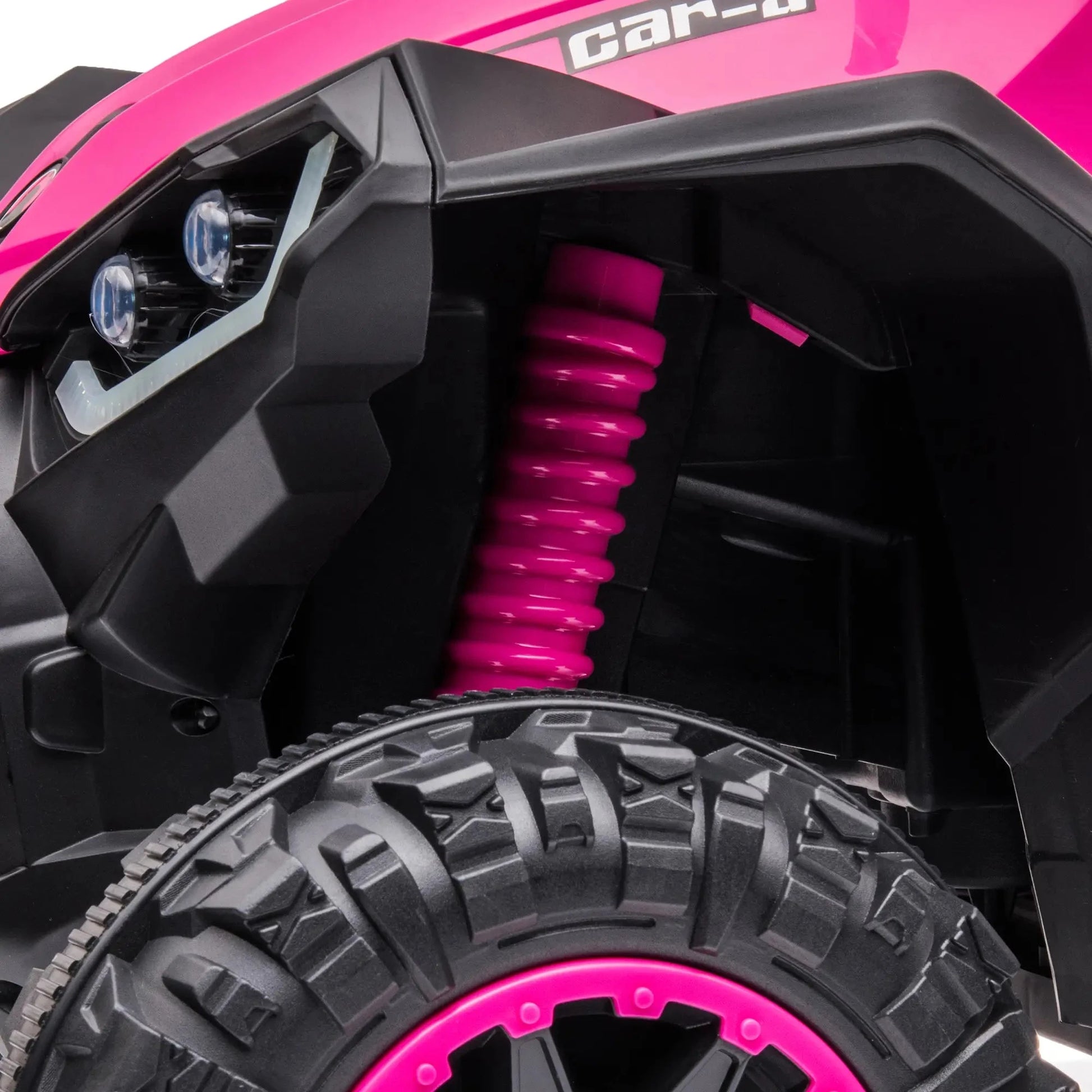 HOMCOM Kinder-Quad in Pink und Schwarz mit LED-Licht und MP3-Anschluss.