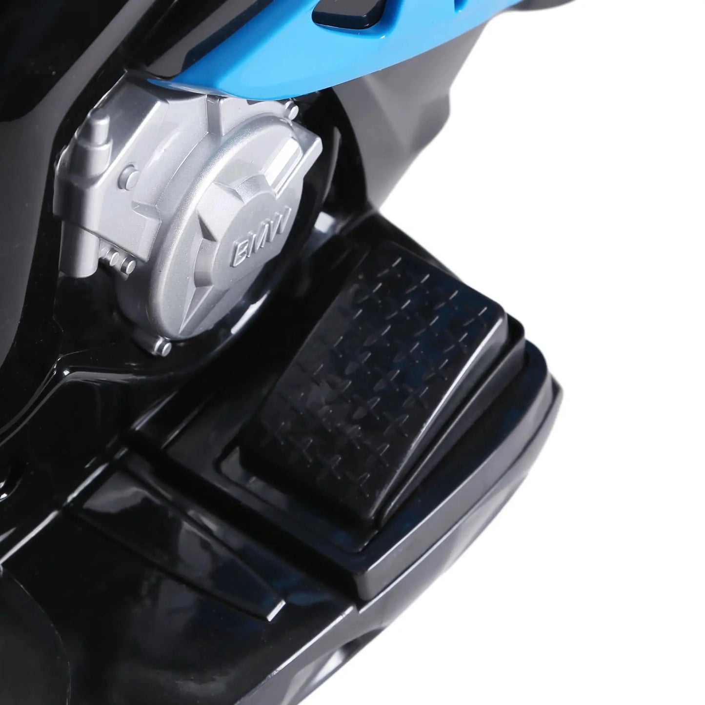 Blaues Kinder Elektro Motorrad BMW S1000 RR mit drei Rädern, Licht und Soundfunktion