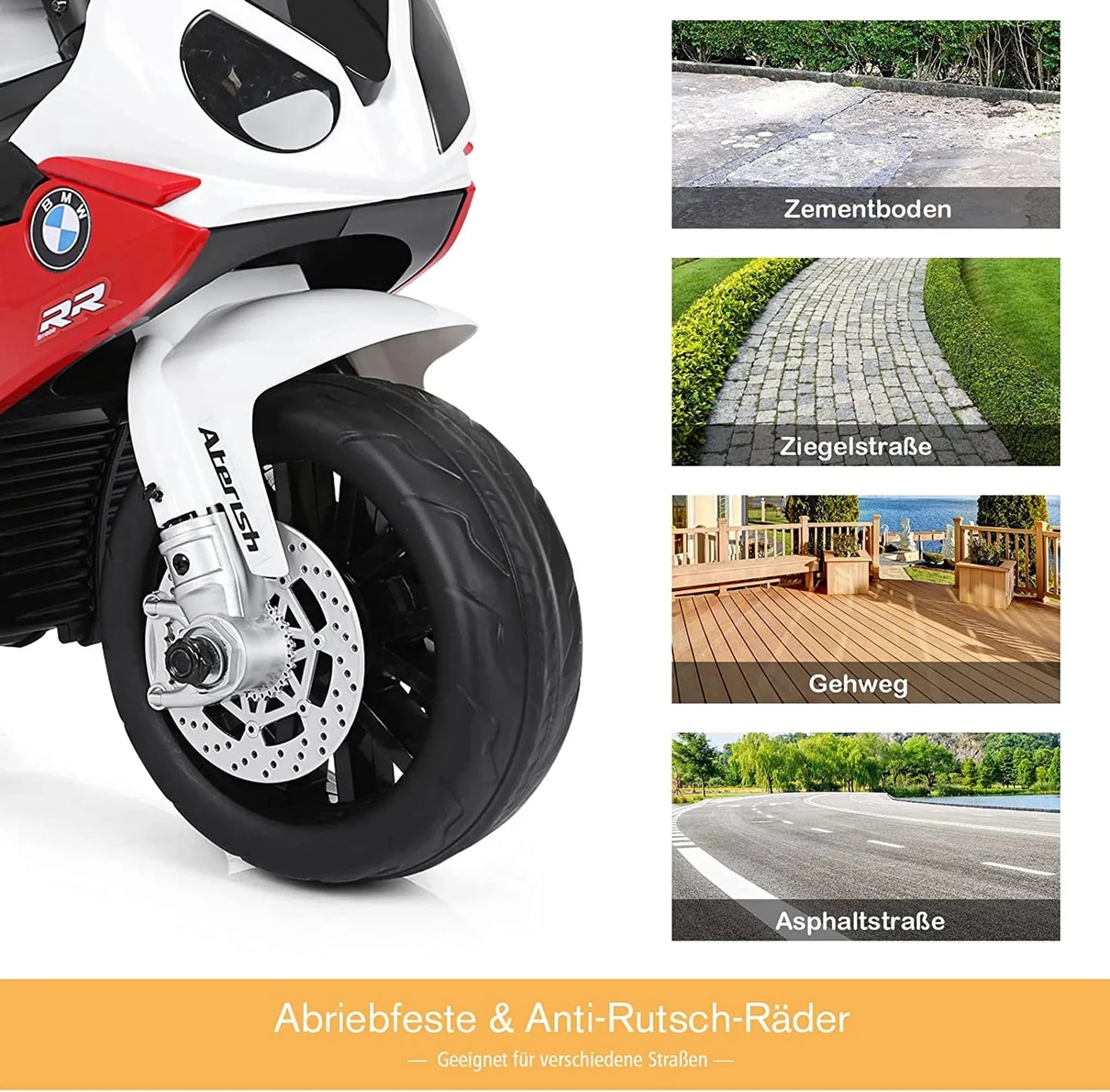 BMW S1000 RR Kinder Elektro Motorrad – HOMCOM, Rot, Mit Licht & Sound - Fasnacht24.ch