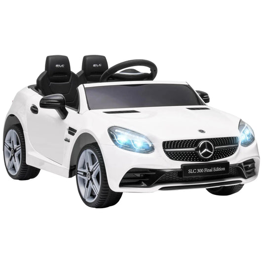 HOMCOM Mercedes SLC 300 Cabrio in Weiß, elektrisches Kinderauto mit LED-Scheinwerfern.
