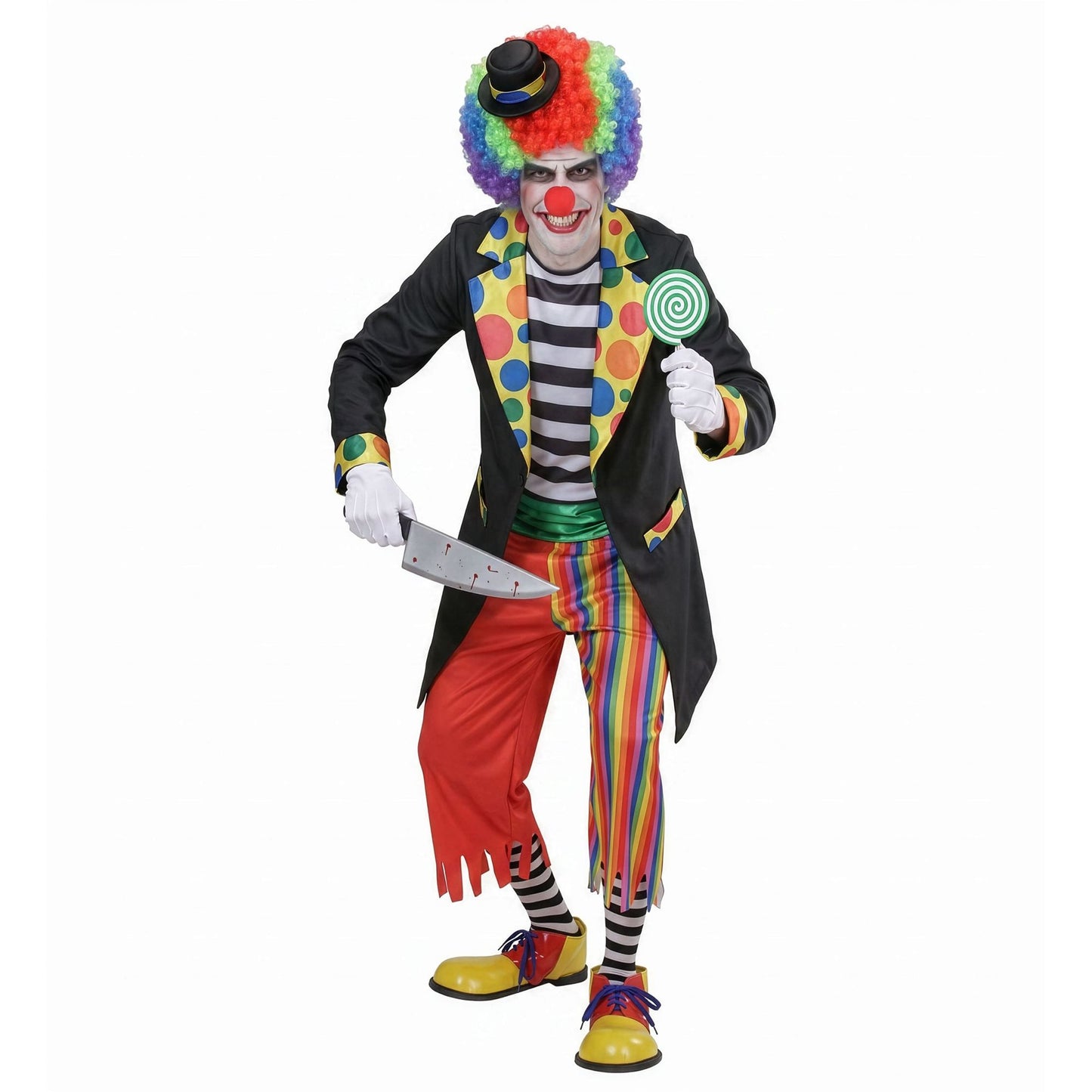 "HORROR CLOWN" (Jacke, Hemd, Hose, Socken, Hut) – Detailansicht