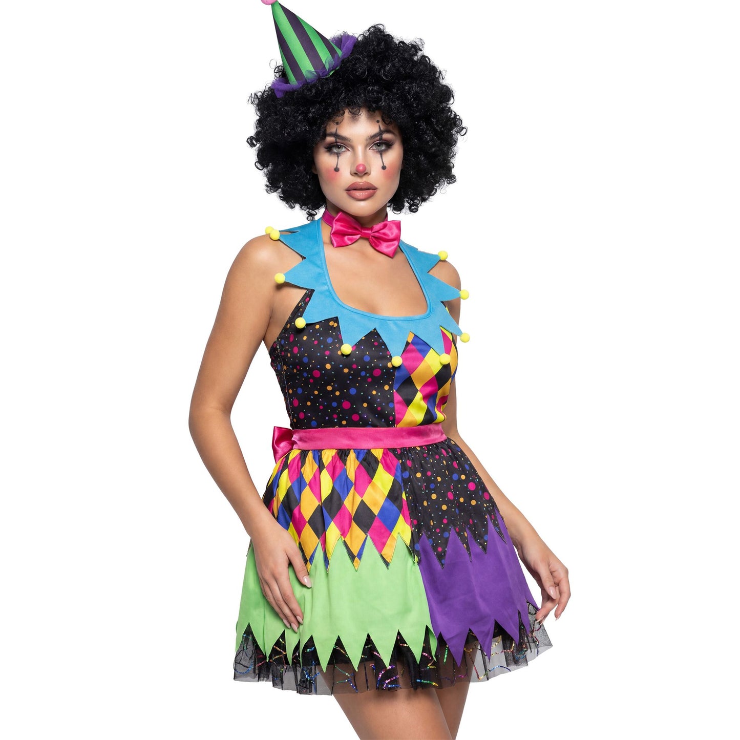 "HORROR CLOWN" (Kleid, Fliege, Minihut) – Detailansicht