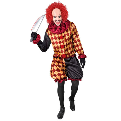 "HORROR-CLOWN" (Oberteil, Halskrause, Hose) – Vorderansicht