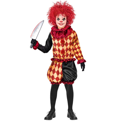 "HORROR-CLOWN" (Oberteil, Halskrause, Hose) – Vorderansicht