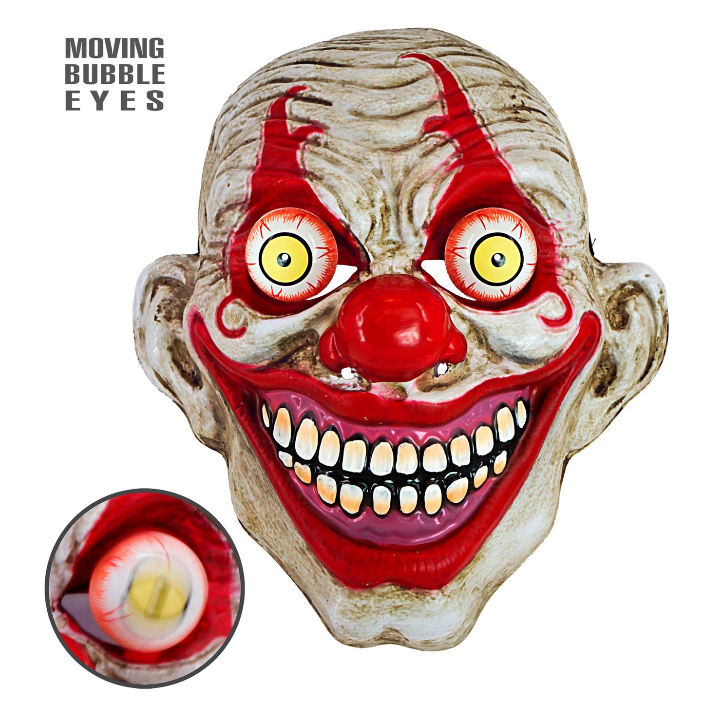 "HORROR CLOWNSMASKE MIT WACKELAUGEN" – Vorderansicht