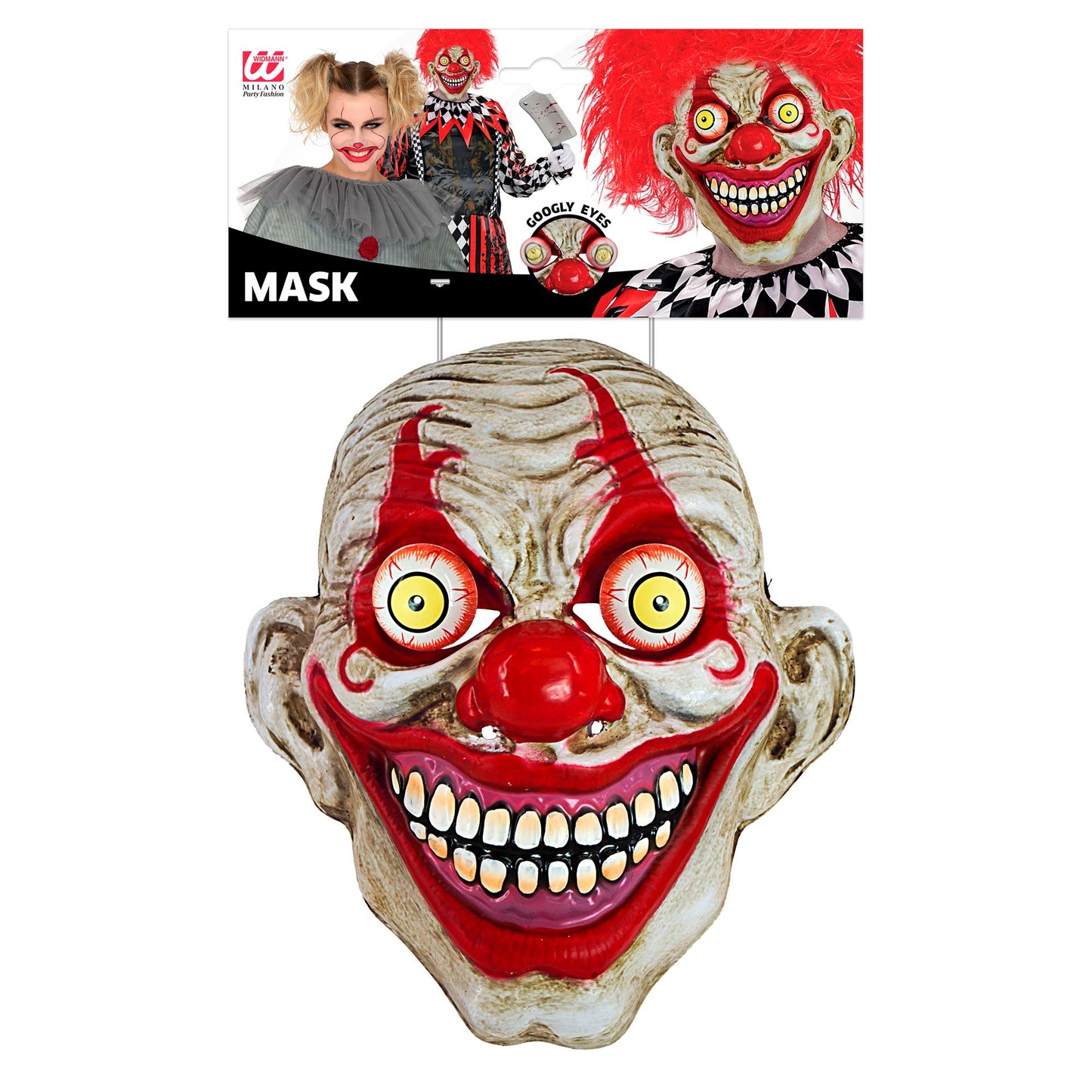 "HORROR CLOWNSMASKE MIT WACKELAUGEN" – Detailansicht