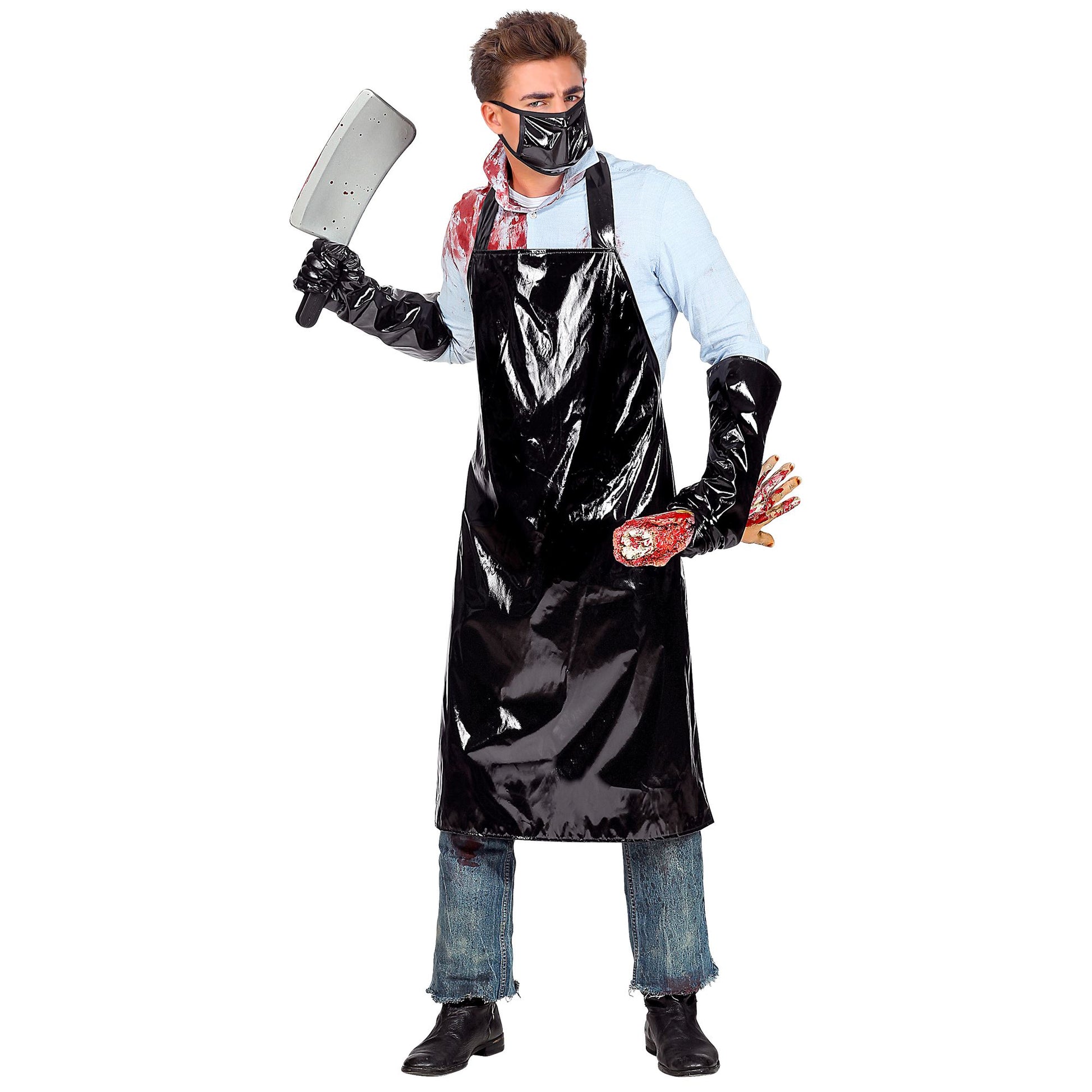 "HORROR FLEISCHER" (Schürze, Handschuhe, Mundschutz) – Vorderansicht