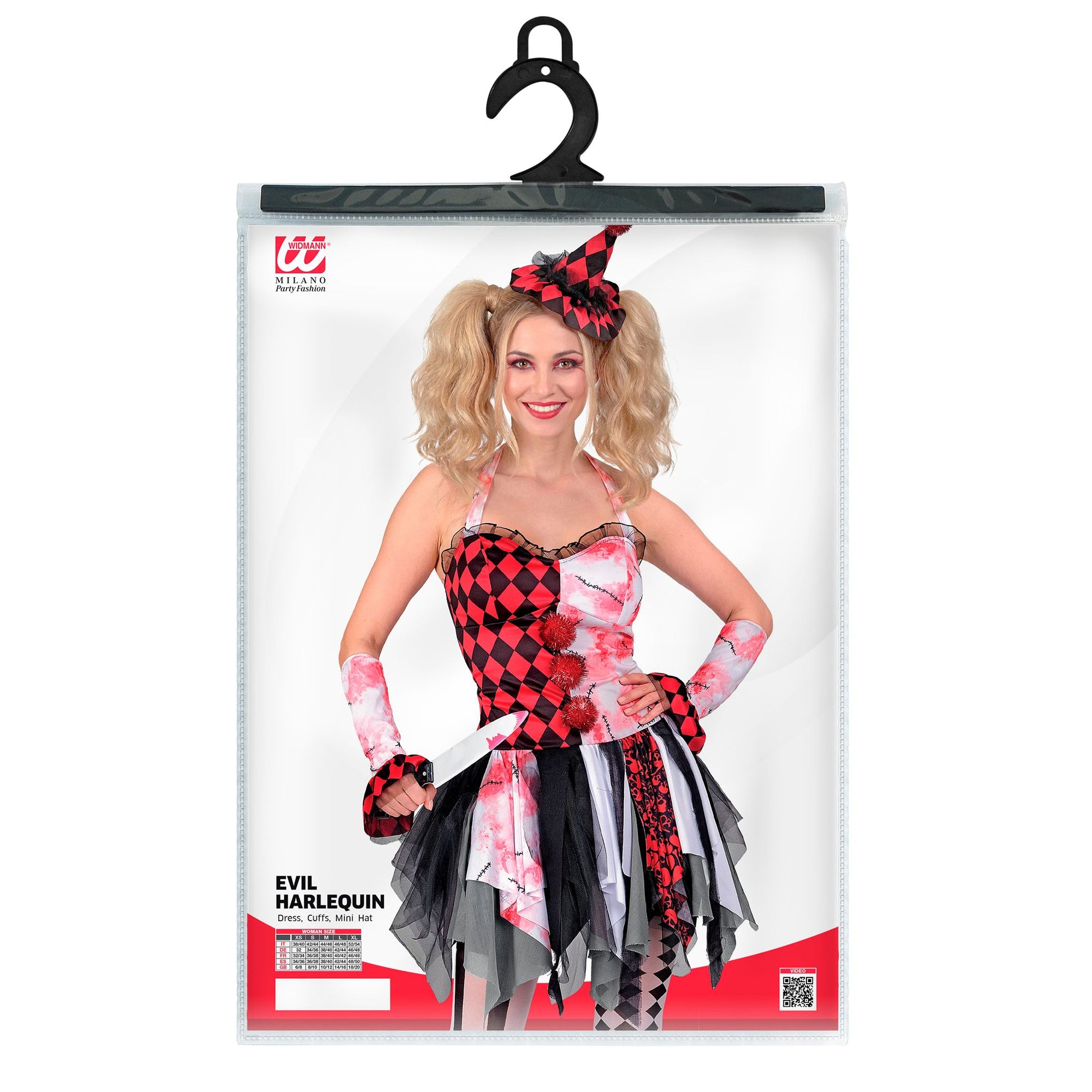 "HORROR HARLEKIN MÄDCHEN" (Kleid, Armbõnder, Minihut) – Ansicht 4
