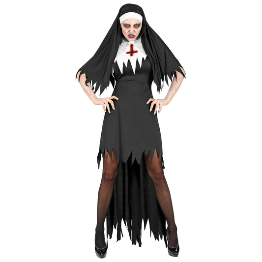 "HORROR NONNE" (Kleid mit Rock, Haube) – Vorderansicht