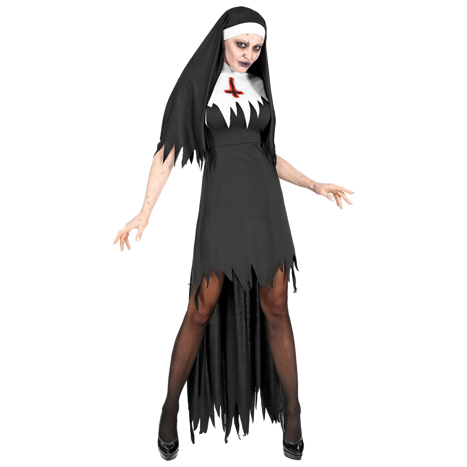"HORROR NONNE" (Kleid mit Rock, Haube) – Detailansicht