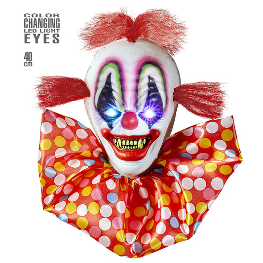"HORRORCLOWN MIT BLINKENDEN UND FARBWECHSELNDEN LED AUGEN" 40 cm – Vorderansicht