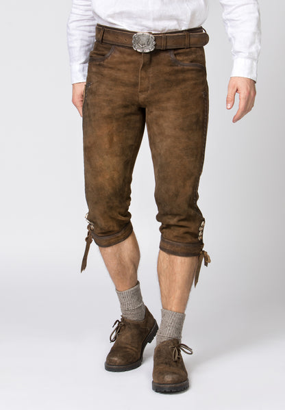 Trachten Lederhose Kniebund SIGGI2 Stein incl. Gürtel