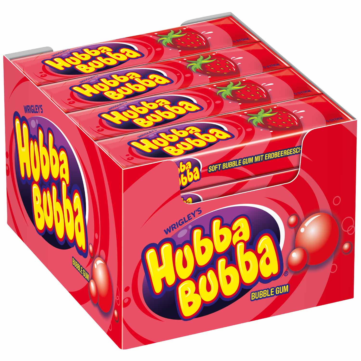 Hubba Bubba Strawberry 5er Kaugummi mit Erdbeer-Geschmack – Detailansicht