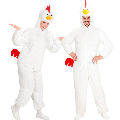 "HÜHN SOFT PLÜSCHKOSTÜM" (Overall mit Kapuze und Maske) – Vorderansicht