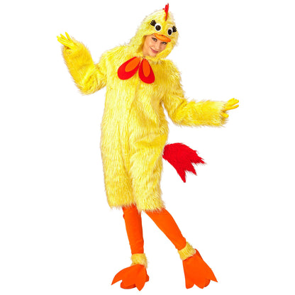 "HUHN AUS PLÜSCH" (Overall mit Kapuze, Leggings, Stiefelüberzieher) – Detailansicht