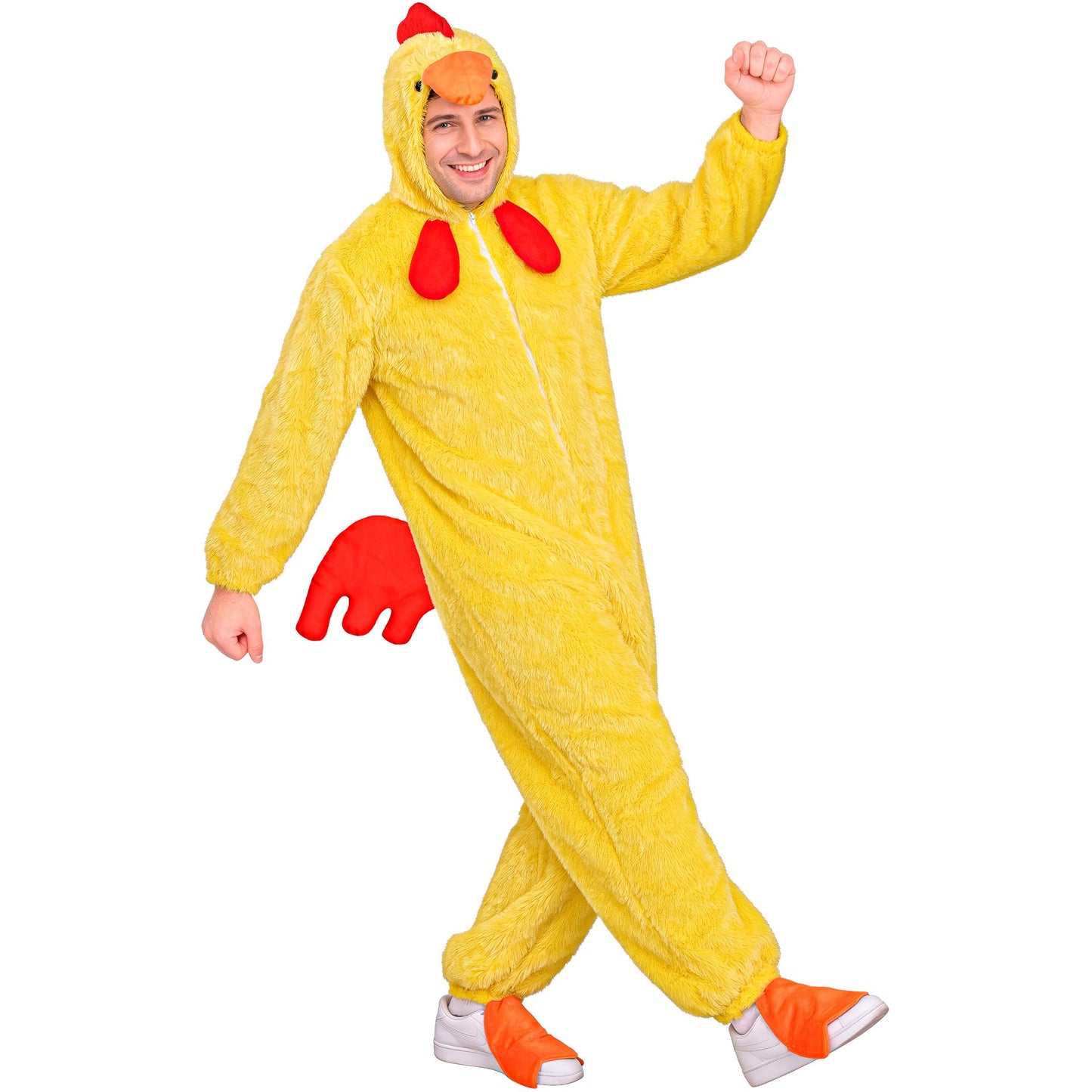 "HUHN EXTRA WEICHES PLÜSCHKOSTÜM" (Overall mit Kapuze) – Detailansicht