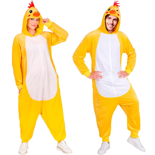 Widmann Huhn Plüschkostüm Overall Onesie mit Kapuze Gelb – Produktansicht