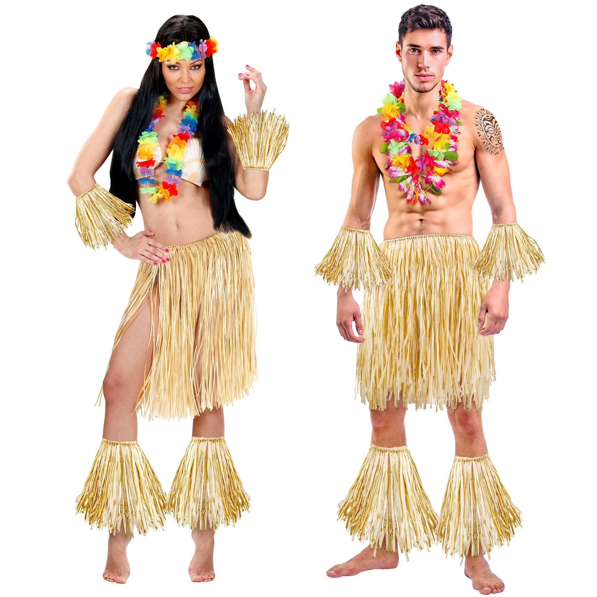 "HULA / MAORI / ZULU" (Rock, Arm- und Beinschmuck aus Raphia ) – Vorderansicht
