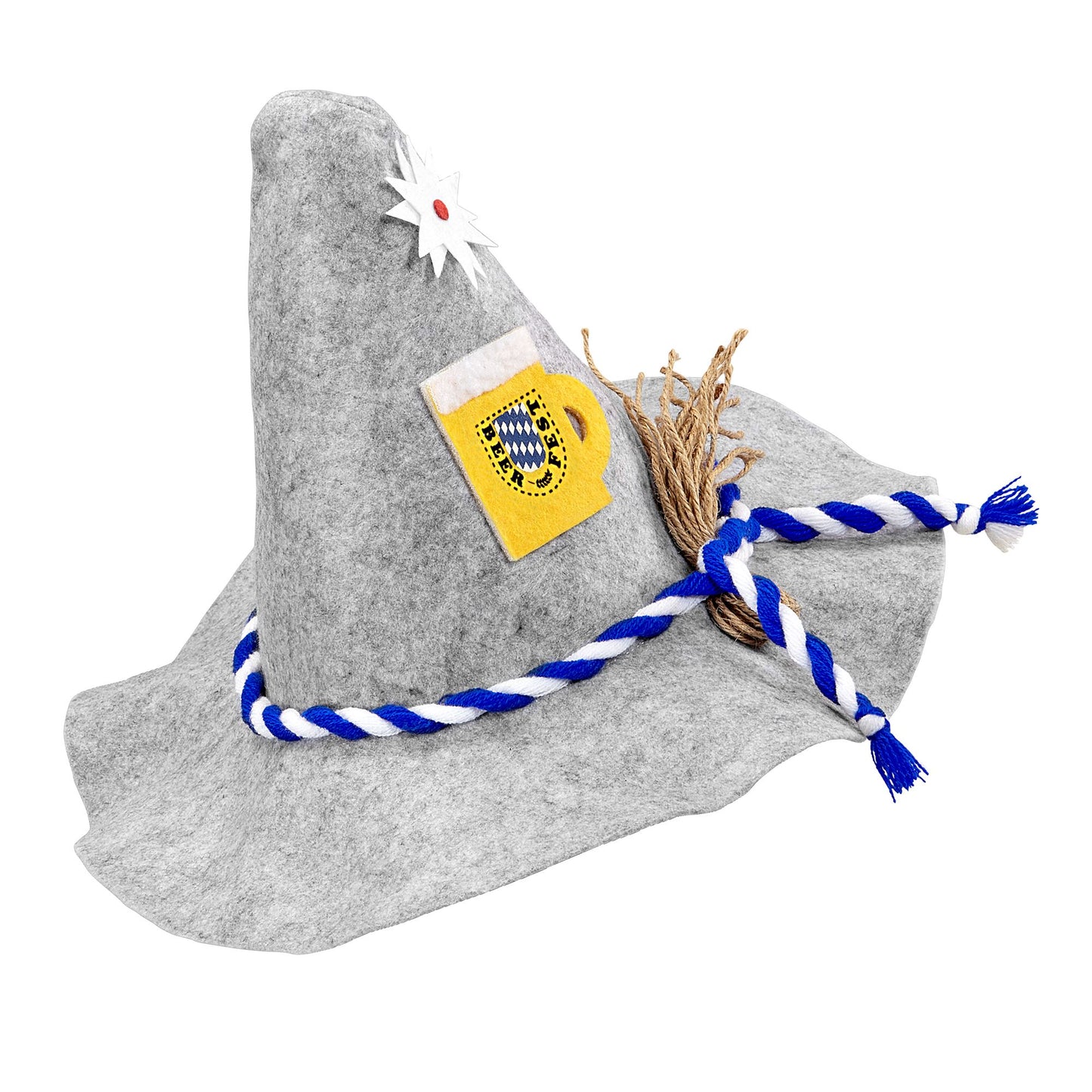 "HUT BIERFEST MIT EDELWEISS UND BIERKRUG" aus Filz – Vorderansicht
