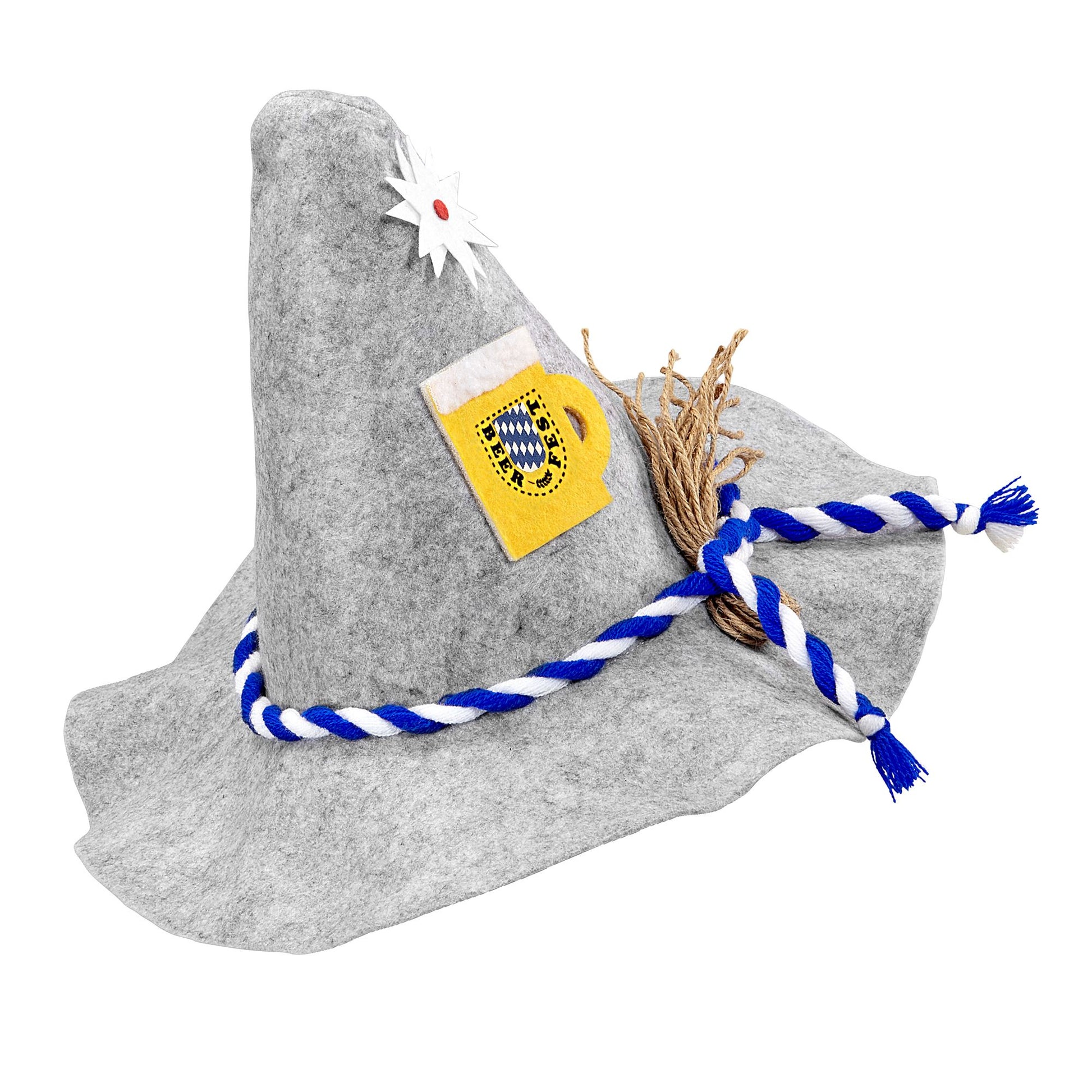 "HUT BIERFEST MIT EDELWEISS UND BIERKRUG" aus Filz – Vorderansicht