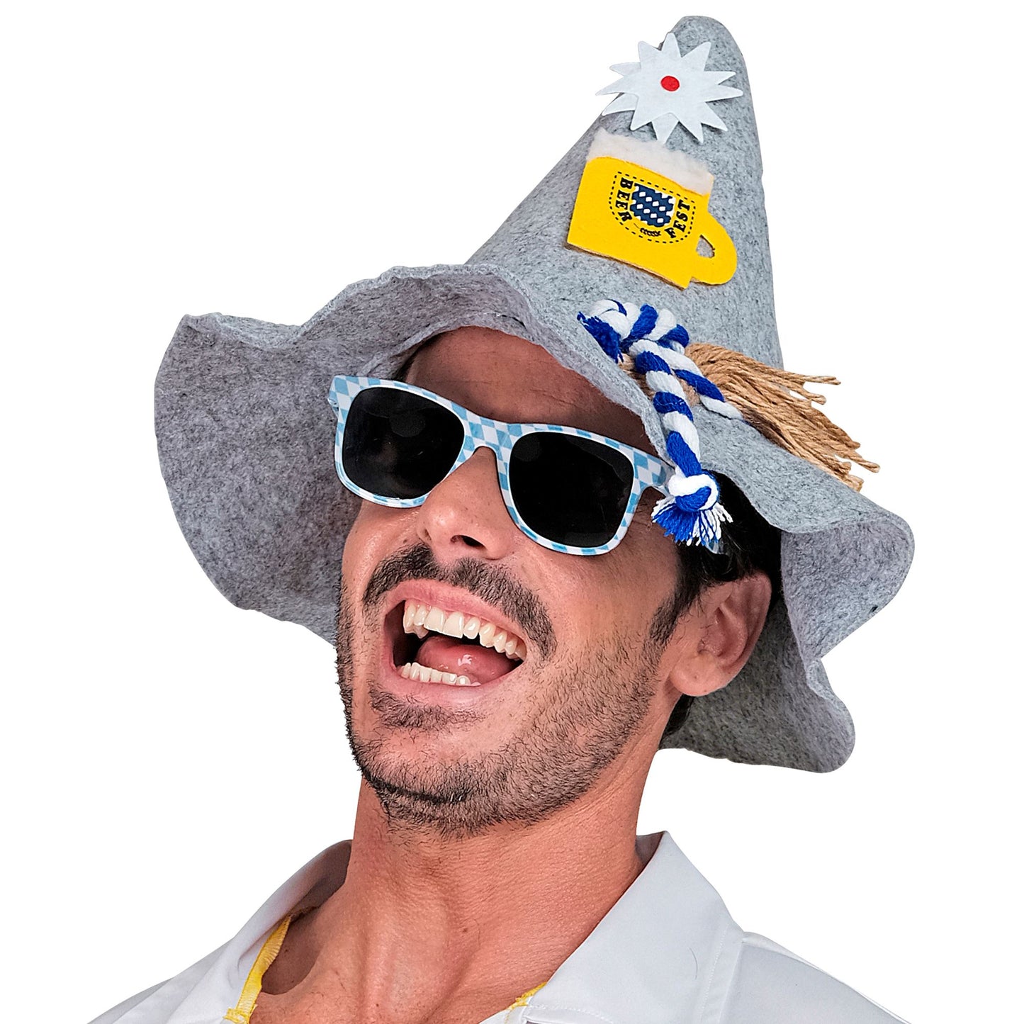 "HUT BIERFEST MIT EDELWEISS UND BIERKRUG" aus Filz – Detailansicht