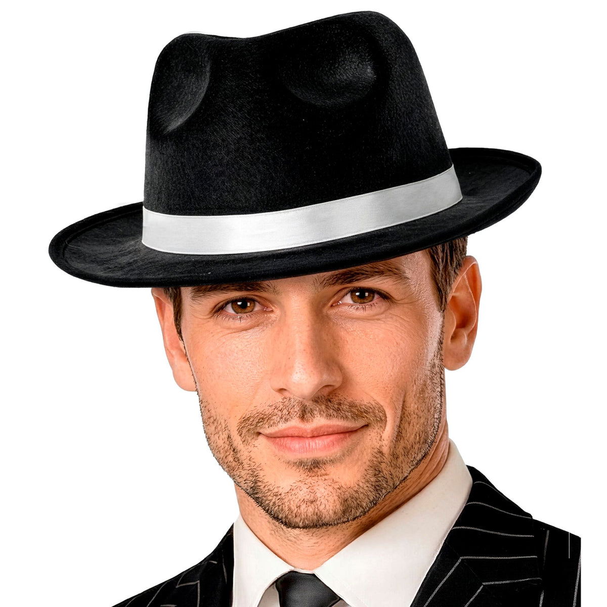 "HUT FEDORA SCHWARZ MIT WEIßEM BAND" – Ansicht 6