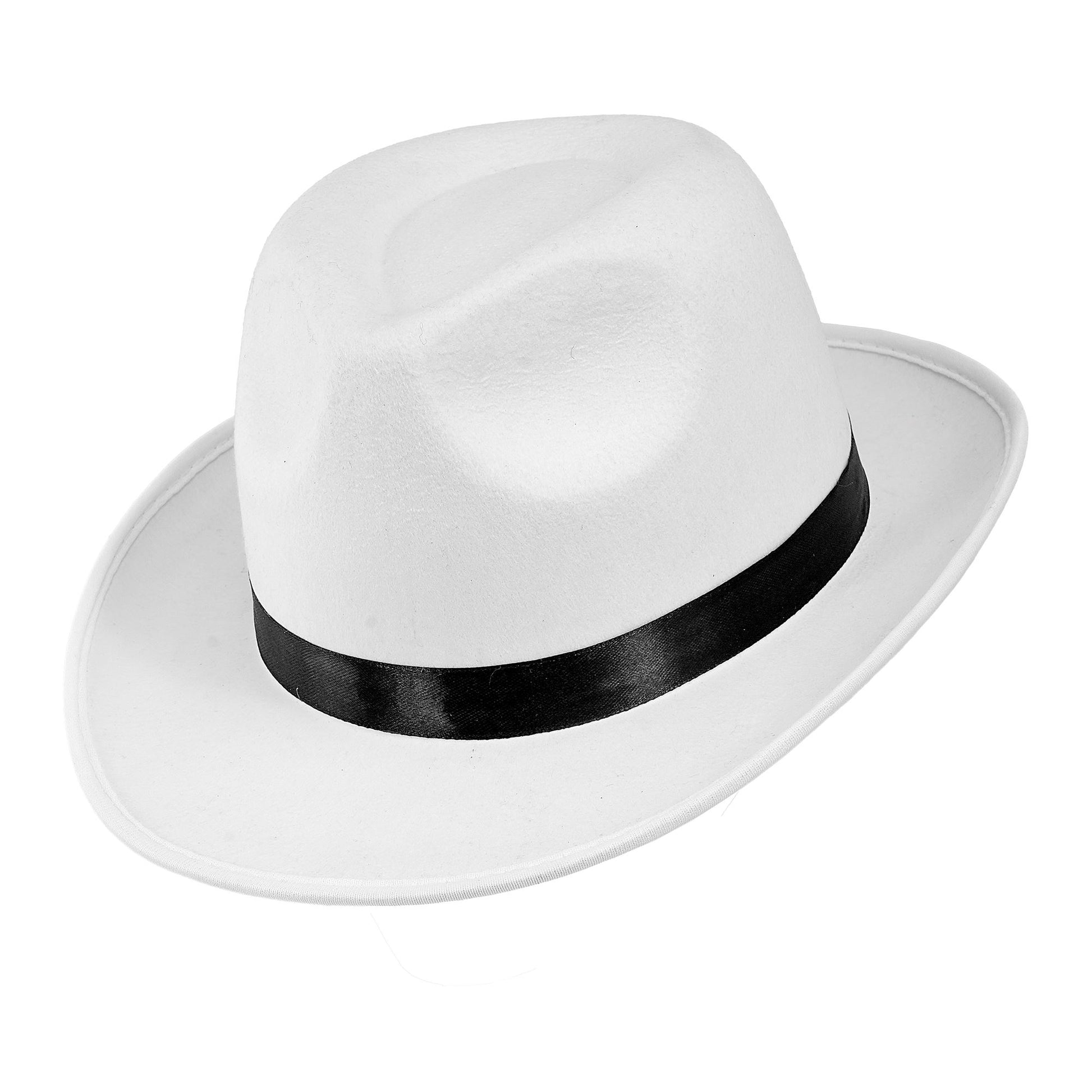 "HUT FEDORA WEIß MIT SCHWARZEM BAND" – Vorderansicht