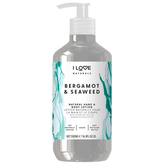 I Love I Love, Naturals Collection, Vegan, Feuchtigkeitsspendend, Bergamotte & Seetang, Lotion, Für Hände & Körper, 500 ml Re