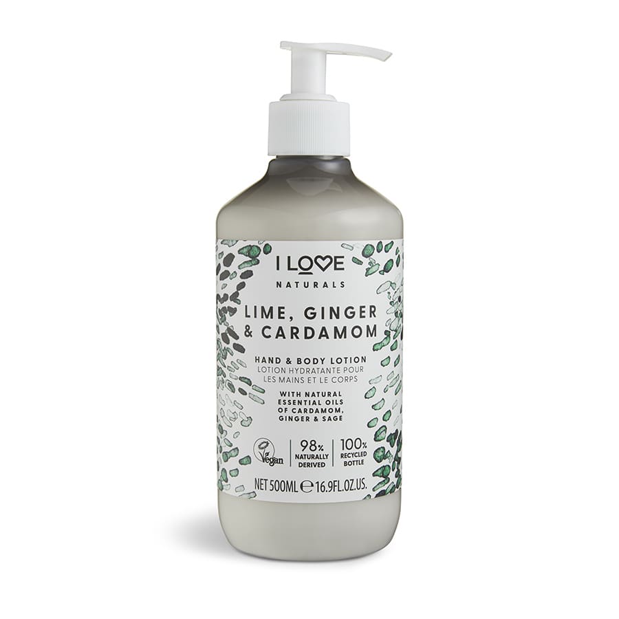 I Love I Love, Naturals Collection, Vegan, Feuchtigkeitsspendend, Limette, Ingwer & Kardamom, Lotion, Für Hände & Körper, 500