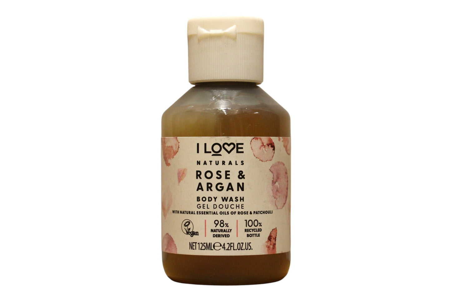 I Love I Love, Naturals Collection, Vegan, Rose & Argan, Hydratisierend, Duschgel, Für alle Hauttypen, 125 ml Regular