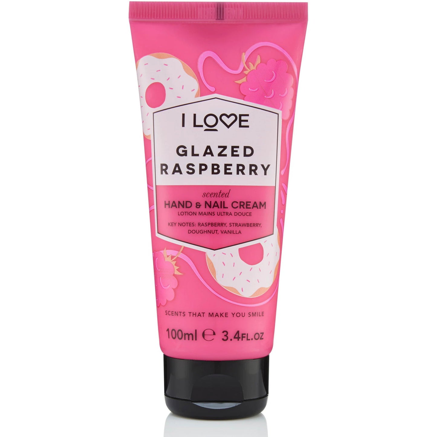 I Love, Signature Collection, Feuchtigkeitsspendend, Hand- und Nagelcreme, Glasierte Himbeere, 100 ml