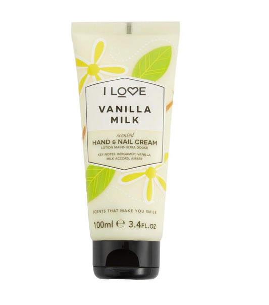 I Love I Love, Signature Collection, Feuchtigkeitsspendend, Hand- und Nagelcreme, Vanillemilch, 100 ml Regular