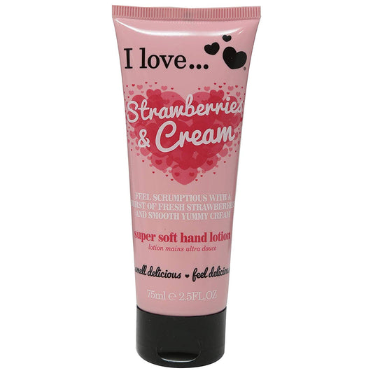 I Love I Love, Originals, Hydratisierend, Handlotion, Erdbeeren mit Sahne, 75 ml Regular