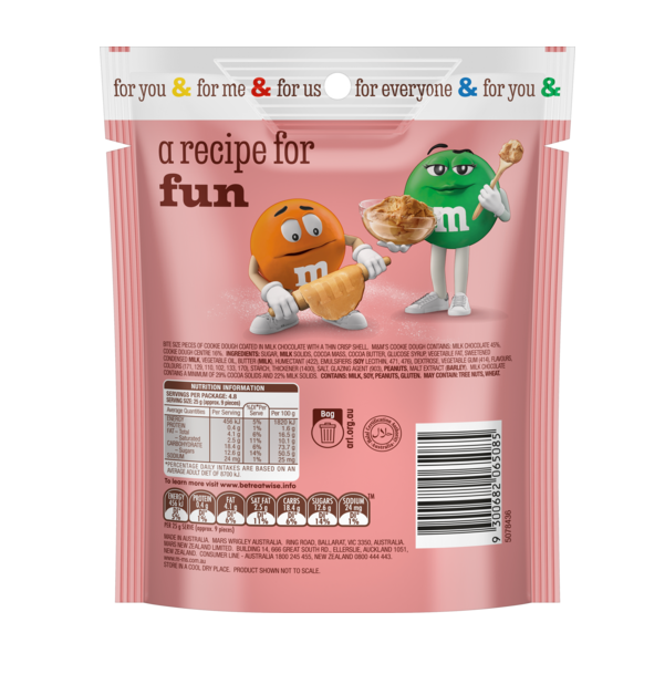 M&M´s Cookie Dough Schokolinsen 120g – Detailansicht