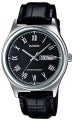 CASIO COLLECTION Mod. DAY DATE, ROMAN INDEXES. LEATHER - BLACK