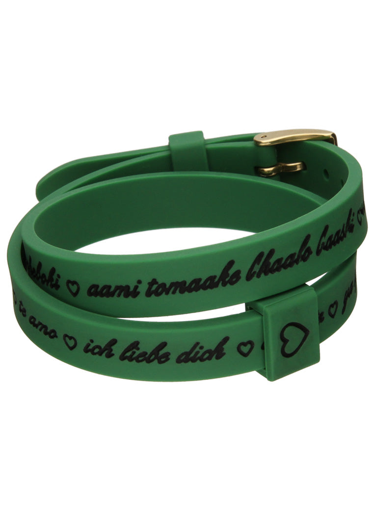 IL MEZZOMETRO Mod. I LOVE YOU GOLD BUCKLE EDITION - GREEN - Bracciale in silicone/silicone bracelet BMG1704 Schmuck Gold