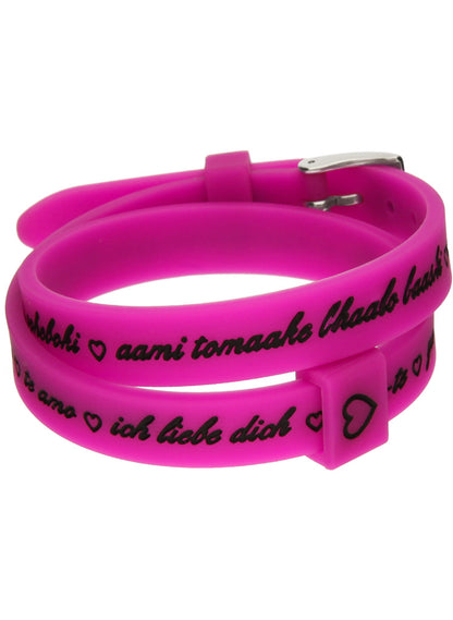IL MEZZOMETRO Mod. I LOVE YOU SILVER BUCKLE EDITION - FUCHSIA - Bracciale in silicone/silicone bracelet BM1708 Schmuck Silber