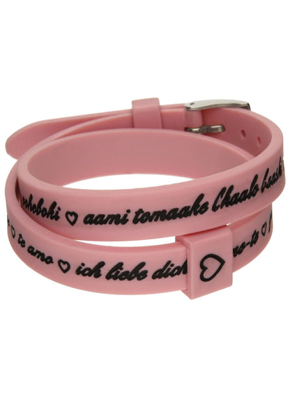 IL MEZZOMETRO Mod. I LOVE YOU SILVER BUCKLE EDITION - PINK - Bracciale in silicone/silicone bracelet BM1712 Schmuck Silber