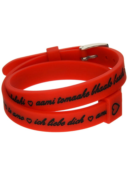 IL MEZZOMETRO Mod. I LOVE YOU SILVER BUCKLE EDITION - RED - Bracciale in silicone/silicone bracelet BM1709 Schmuck Silber