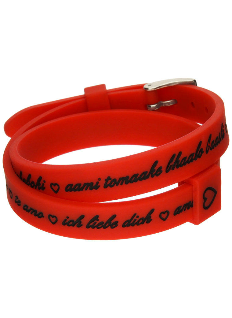 IL MEZZOMETRO Mod. I LOVE YOU SILVER BUCKLE EDITION - RED - Bracciale in silicone/silicone bracelet BM1709 Schmuck Silber