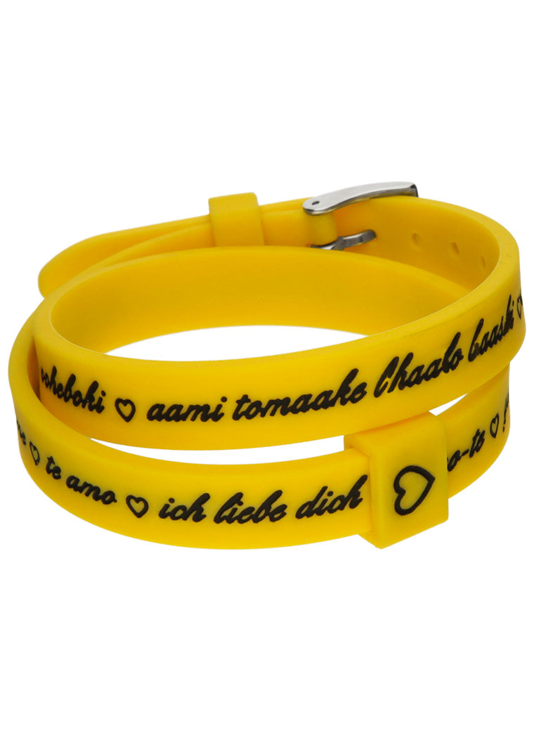 IL MEZZOMETRO Mod. I LOVE YOU SILVER BUCKLE EDITION - YELLOW - Bracciale in silicone/silicone bracelet BM1711 Schmuck Silber
