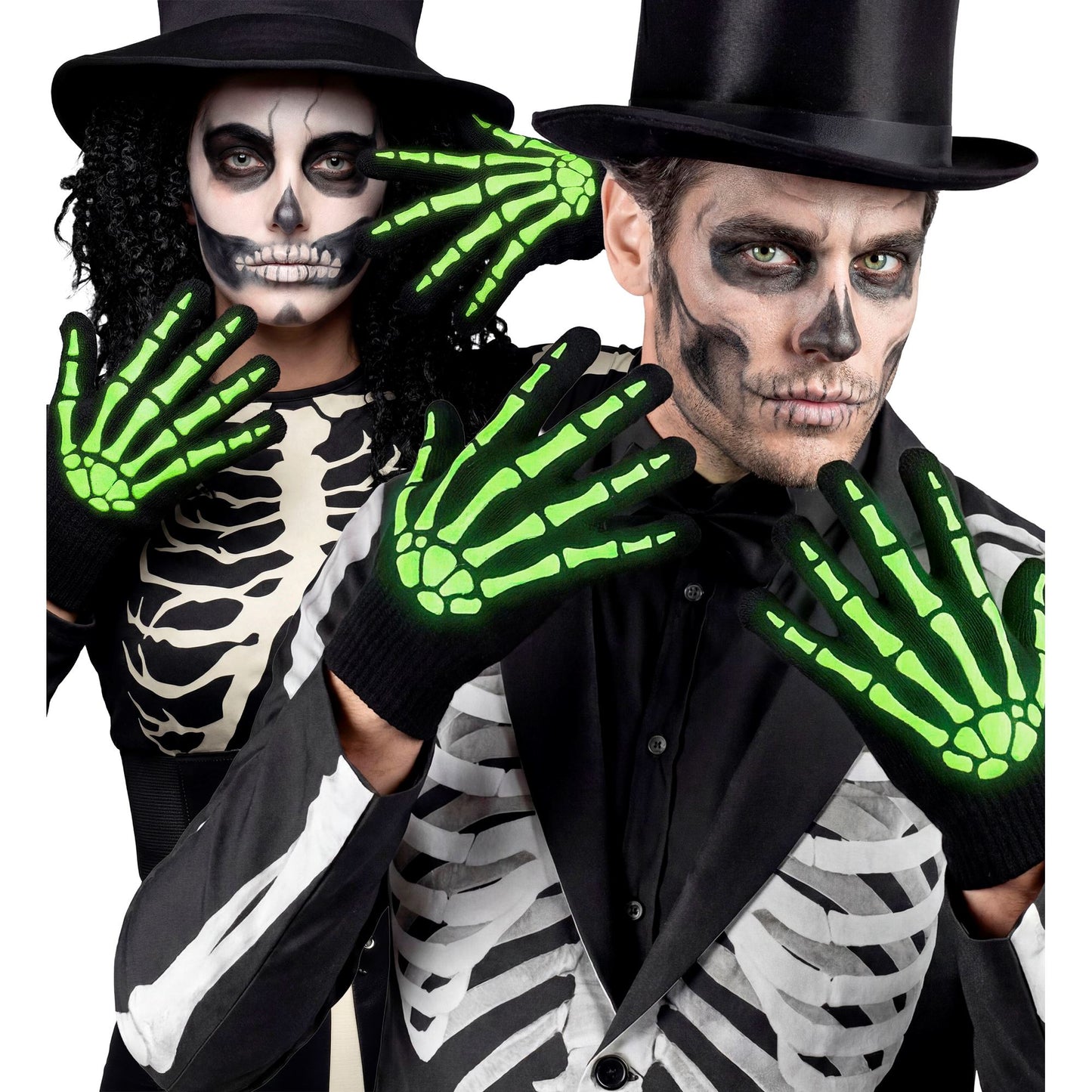 "IM DUNKELN LEUCHTENDE SKELETTHANDSCHUHE" aus Wolle – Ansicht 3