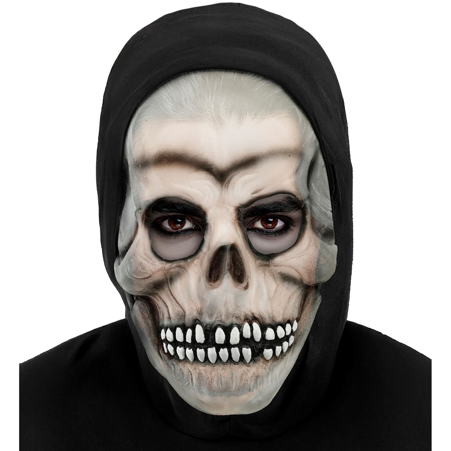 "IM DUNKELN LEUCHTENDE TOTENKOPFMASKE MIT KAPUZE AUS LATEX" – Ansicht 5