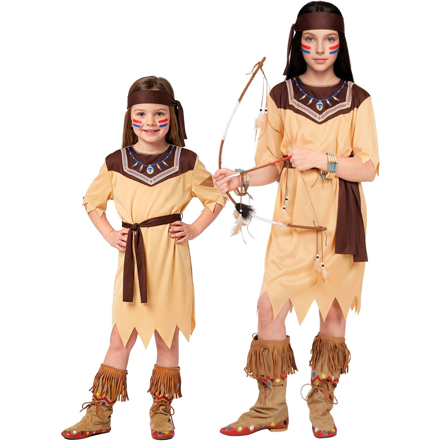 "INDIAN GIRL" (Kleid, Gürtel, Stirnband) – Vorderansicht