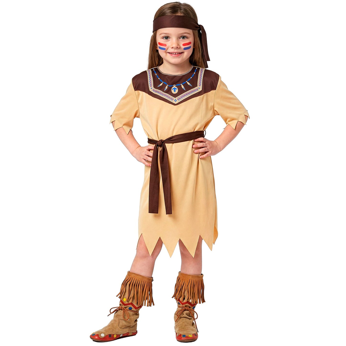 "INDIAN GIRL" (Kleid, Gürtel, Stirnband) – Detailansicht