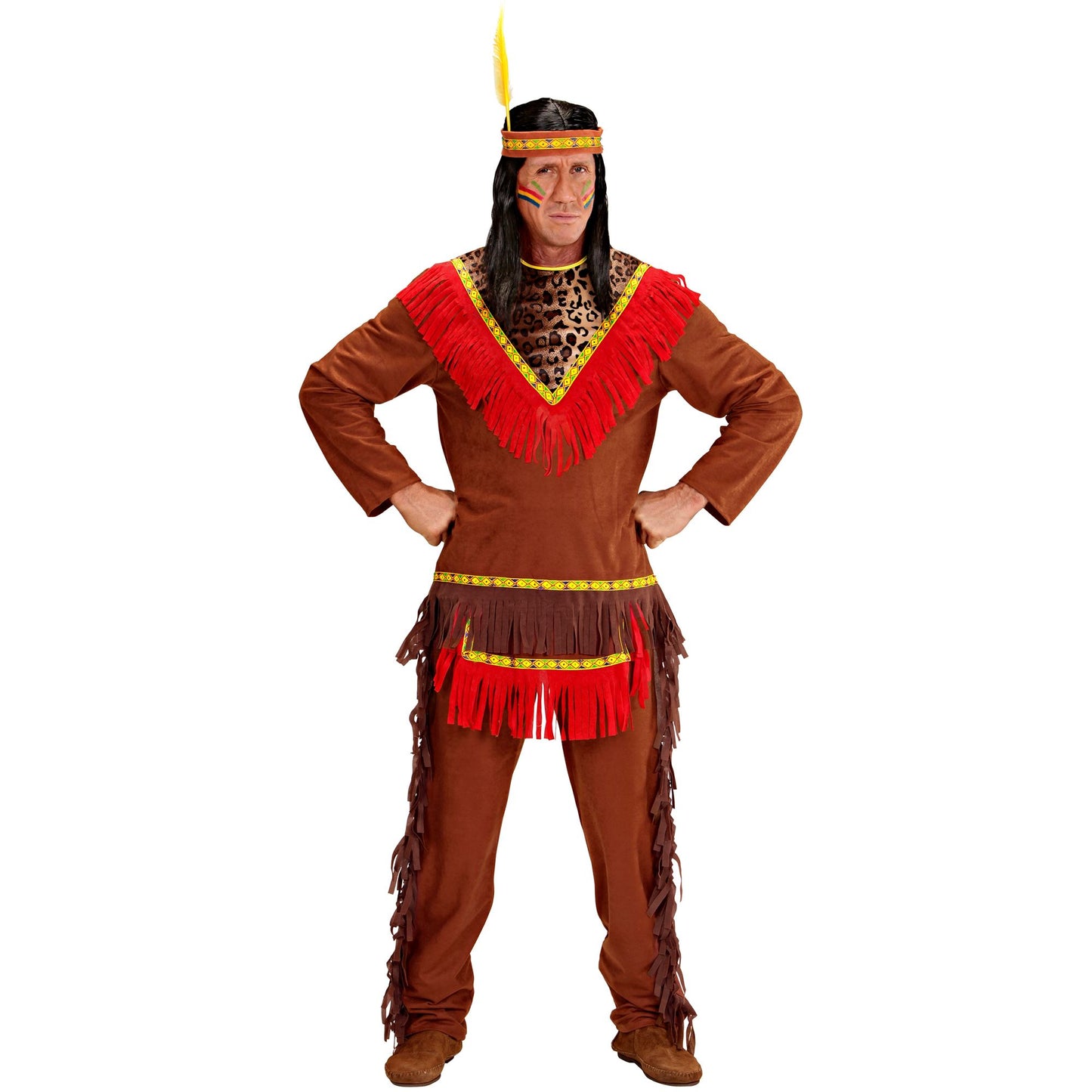 "INDIANER" (Kasack, Hose, Stirnband mit Feder) – Vorderansicht